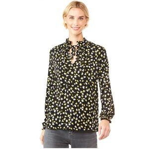 Michael Kors Tossed Lilies Shirred Top Small NWT
